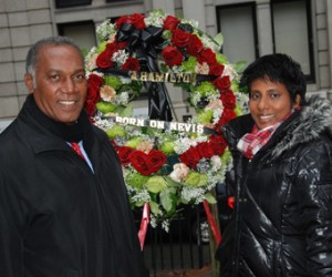 Premier of Nevis Vance Winkworth Amory with News Americas' Felicia Persaud.