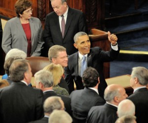 President Barack Obama, gives a thumbs- up, as he leaves the podium after giving his 6th State of the Union speech, to a Joint Session of Congress, Tuesday January 28, 2014 in Washington D.C.   Photo-credit....Mario B. Cabrera / Vision Fotos