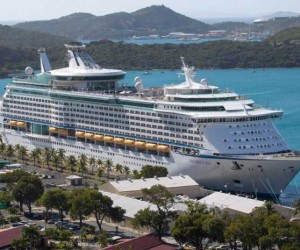 The Royal Caribbean International's Explorer of the Seas is docked at Charlotte Amalie Harbor in St. Thomas, U. S. Virgin Islands, Sunday, Jan. 26, 2014. 