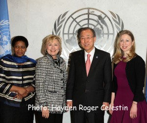 Hillary Rodham Clinton and UN Secretary General Ban Ki moon Chelsea Clinton at  the United Nations Headquarters, New York City, Tuesday February 4, 2013. Photos: Hayden Roger Celestin