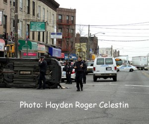 Traffic came to a halt on busy Flatbush Ave and Ave I, because of a shooting and car accident at the corner of Flatbush Ave and Ave I, in Brooklyn, New York, Wednesday Maech 19, 2014.  Photo: Hayden Roger Celestin