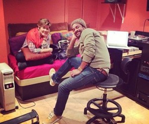 Tessanne Chin and Shaggy in a recent writing session. (Facebook image)