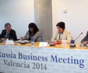 Invest Caribbean Now’s Sheila Newton-Moses, centre, at the Global Russia Business Meeting in Valencia, Spain on April 7, 2014. (ICN Photo) 