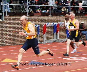 The men's masters, 75 and older athletes, at the 2014 Penn Relays on April 26, 2014.