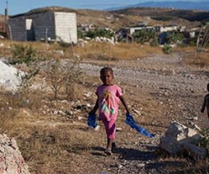 Children Walk on the Hills Near Port-au-Prince, Haiti 