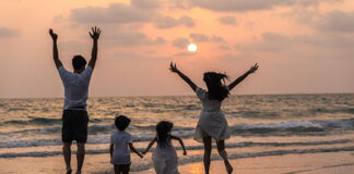 family-on-beach